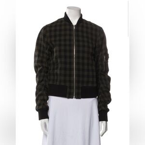 A.L.C virgin wool plaid print bomber jacket
